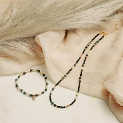 Agat, Kwarc Różowy, Szafir - srebrna pozłacana bransoletka na koncentrację, siłę, harmonię - Byk