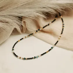 Szafir, Kamień Księżycowy, Akwamaryn - srebro pozłacane naszyjnik na zdrowie, miłość, intuicję - Ryby