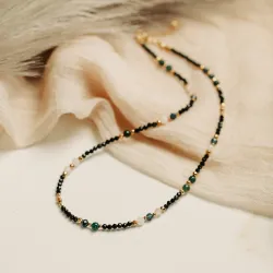 Agat, Kwarc Różowy, Szafir - srebro pozłacane naszyjnik na koncentrację, siłę, harmonię - Byk