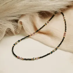 Ametyst, Jaspis, Szafir - srebro pozłacane naszyjnik na koncentrację, miłość, sukces - Panna