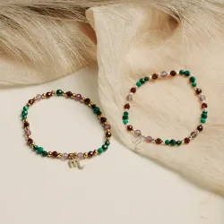 Ametyst, Malachit, Granat - srebrna bransoletka na koncentrację, miłość, sukces - Skorpion