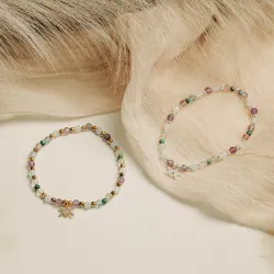 Chryzokola, Ametyst, Fluoryt - srebrna bransoletka na ochronę, spokój, kreatywność - Wodnik