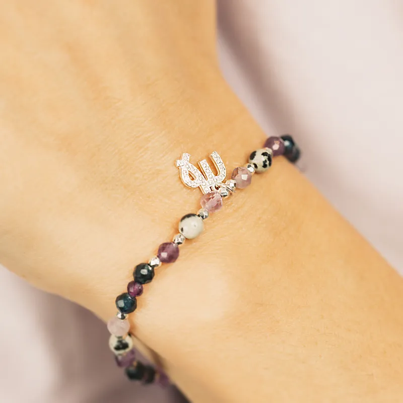 Ametyst, Jaspis, Szafir - srebrna bransoletka na koncentrację, miłość, sukces - Panna