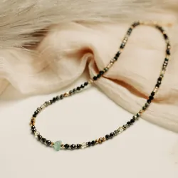 Piryt, Awenturyn, Cytryn - srebro pozłacane naszyjnik na bogactwo, siłę, kreatywność - Lumina