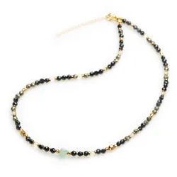 Piryt, Awenturyn, Cytryn - srebro pozłacane naszyjnik na bogactwo, siłę, kreatywność - Lumina