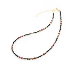 Rubin, Granat, Turmalin - srebro pozłacane naszyjnik na radość, miłość, szczęście - Baran