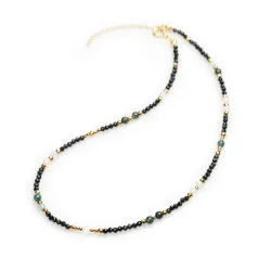 Akwamaryn, Kryształ Górski, Agat - srebro pozłacane naszyjnik na zdrowie, odwage, harmonię - Bliźnięta