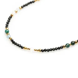 Akwamaryn, Kryształ Górski, Agat - srebro pozłacane naszyjnik na zdrowie, odwage, harmonię - Bliźnięta