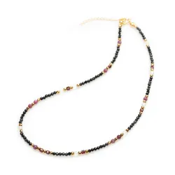 Rubin, Granat, Kryształ Górski - srebro pozłacane naszyjnik na radość, miłość, szczęście - Lew