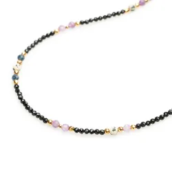 Ametyst, Jaspis, Szafir - srebro pozłacane naszyjnik na koncentrację, miłość, sukces - Panna