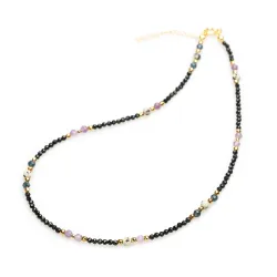 Ametyst, Jaspis, Szafir - srebro pozłacane naszyjnik na koncentrację, miłość, sukces - Panna