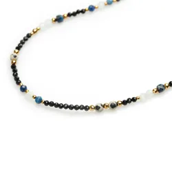Akwamaryn, Kyanit, Jaspis - srebro pozłacane naszyjnik na zdrowie, odwagę, harmonię - Waga
