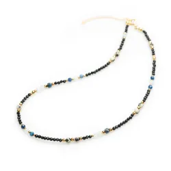 Akwamaryn, Kyanit, Jaspis - srebro pozłacane naszyjnik na zdrowie, odwagę, harmonię - Waga