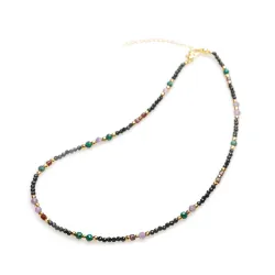 Ametyst, Granat, Malachit - srebro pozłacane naszyjnik na koncentrację, miłość, sukces - Skorpion