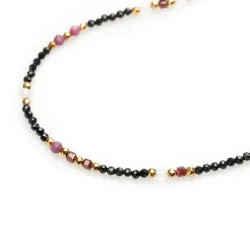 Rubin, Granat, Kryształ Górski - srebro pozłacane naszyjnik na radość, miłość, szczęście - Lew