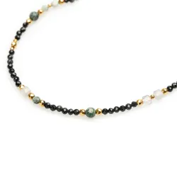 Szmaragd, Kamień Księżycowy, Jaspis - srebro pozłacane naszyjnik na miłość, spokój, ochronę - Rak