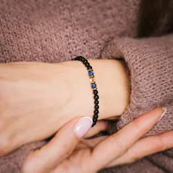 Lapis Lazuli, Cytryn, Turmalin - bransoletka na sznurku na zdrowie, intuicję, duchowość - Ona i On