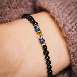 Lapis Lazuli, Cytryn, Turmalin - bransoletka na sznurku na zdrowie, intuicję, duchowość - Ona i On