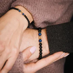 Lapis Lazuli, Cytryn, Turmalin - bransoletka na sznurku na zdrowie, intuicję, duchowość - Ona i On