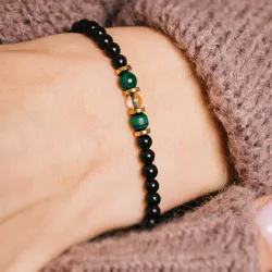 Malachit, Cytryn, Turmalin - bransoletka na sznurku na odwagę, siłę, spokój - Ona i On