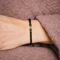 Malachit, Cytryn, Turmalin - bransoletka na sznurku na odwagę, siłę, spokój - Ona i On