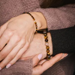 Bransoletka męska na gumce – Tygrysie Oko, Cytryn i Hematyt | Ona i On
