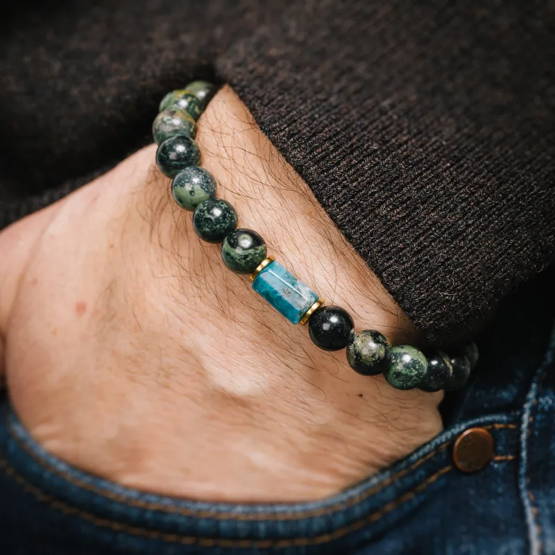 Jaspis, Apatyt, Hematyt - bransoletka męska na zdrowie, odwagę, spokój - Ona i On