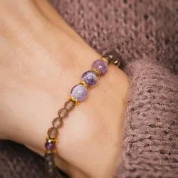 Kwarc Dymny, Ametyst, Hematyt - bransoletka na siłę, uzdrowienie, kreatywność - Ona i On