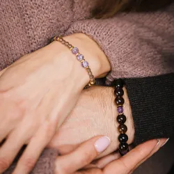 Kwarc Dymny, Ametyst, Hematyt - bransoletka męska na siłę, uzdrowienie, kreatywność - Ona i On