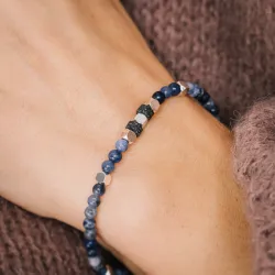 Sodalit, Lawa Wulkanicza, Hematyt - bransoletka na szczęście, duchowość, koncentrację - Ona i On