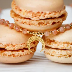 Kamień Słoneczny, Hematyt - srebrny pozłacany naszyjnik na radość, szczęście, sukces - Oaza Szczęścia