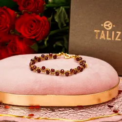 Granat, Hematyt - srebro pozłacane bransoletka na zdrowie, miłość, kreatywność - Stella