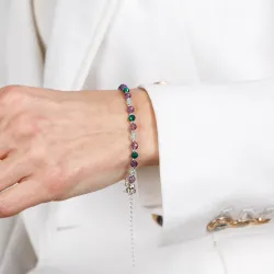 Kocie Oko, Malachit, Ametyst, Hematyt - srebrna bransoletka na koncentrację, miłość, bogactwo - Energia Sukcesu