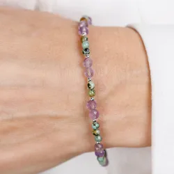 Turkus, Ametyst - srebrna bransoletka na zdrowie, ochronę, szczęście - Oaza Szczęścia