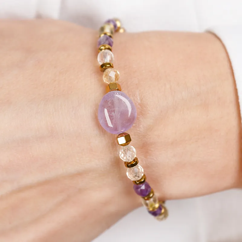 Cytryn, Ametyst, Hematyt - bransoletka na koncentrację, miłość, bogactwo - Symfonia Bogactwa