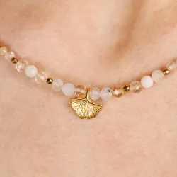 Opal, Akwamaryn, Cytryn - srebrny pozłacany naszyjnik na kreatywność, harmonię, miłość - Natura