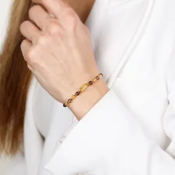 Cytryn, Kwarc Dymny, Hematyt - bransoletka na sznurku na sukces, szczęście, bogactwo - Energia Sukcesu