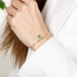 Kryształ Górski, Kamień Księżycowy, Kocie Oko - bransoletka na sznurku na zdrowie, duchowość, uzdrowienie - Wewnętrzna Ochrona