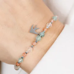 Kryształ Górski, Kamień Słoneczny, Kocie Oko - bransoletka na sznurku na zdrowie, duchowość, uzdrowienie - Wewnętrzna Ochrona