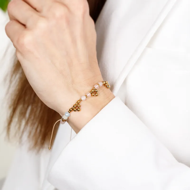 Morganit, Hematyt - bransoletka na sznurku na miłość, radość, harmonię - Pocałunek Miłości