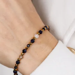 Noc Kairu, Kamień Księżycowy - srebrna pozłacana bransoletka na harmonię, uzdrowienie, spokój - Magiczna Noc