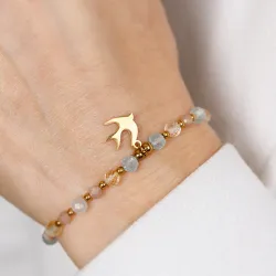 Kamień Słoneczny, Cytryn, Akwamaryn - bransoletka na sznurku na radość, szczęście, sukces - Energia Sukcesu