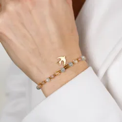 Kamień Słoneczny, Cytryn, Akwamaryn - bransoletka na sznurku na radość, szczęście, sukces - Energia Sukcesu