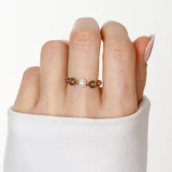 Kwarc Dymny, Perła - srebrny pierścionek na siłę, uzdrowienie, kreatywność - Skarb Oceanu