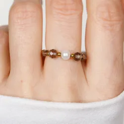 Kwarc Dymny, Perła - srebrny pierścionek na siłę, uzdrowienie, kreatywność - Skarb Oceanu