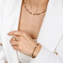 Komplet biżuterii  srebro pozłacane bransoletka i naszyjnik - Skarby Oceanu