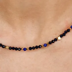 Noc Kairu, Lapis Lazuli - srebrny pozłacany naszyjnik na harmonia, uzdrawianie, spokój - Parada Planet