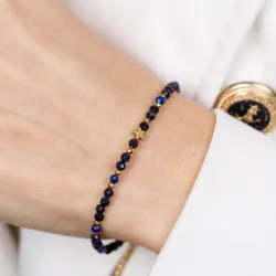 Noc Kairu, Lapis Lazuli, Hematyt - srebrna pozłacana bransoletka na harmonia, uzdrawianie, spokój - Magiczna Noc