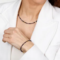 Noc Kairu, Lapis Lazuli, Hematyt - srebrna pozłacana bransoletka na harmonia, uzdrowienie, spokój - Magiczna Noc