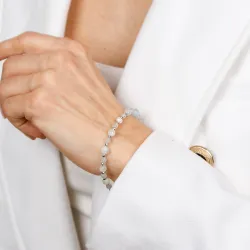 Akwamaryn, Perła - srebrna bransoletka na zdrowie, odwagę, harmonię - Skarby Oceanu